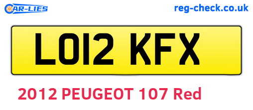LO12KFX are the vehicle registration plates.