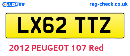 LX62TTZ are the vehicle registration plates.