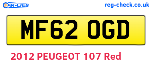 MF62OGD are the vehicle registration plates.