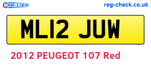 ML12JUW are the vehicle registration plates.
