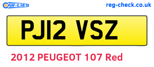 PJ12VSZ are the vehicle registration plates.