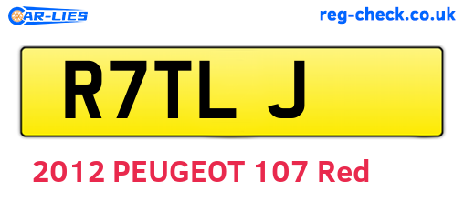 R7TLJ are the vehicle registration plates.