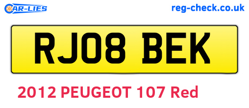 RJ08BEK are the vehicle registration plates.