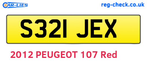 S321JEX are the vehicle registration plates.