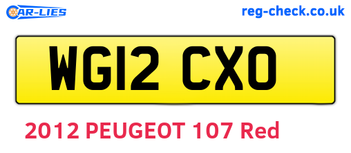WG12CXO are the vehicle registration plates.