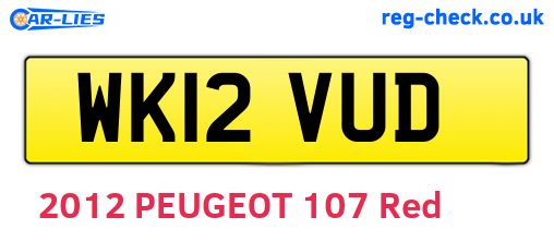 WK12VUD are the vehicle registration plates.