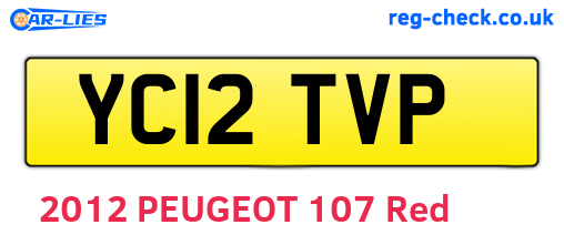 YC12TVP are the vehicle registration plates.