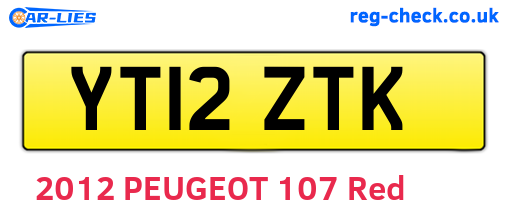 YT12ZTK are the vehicle registration plates.