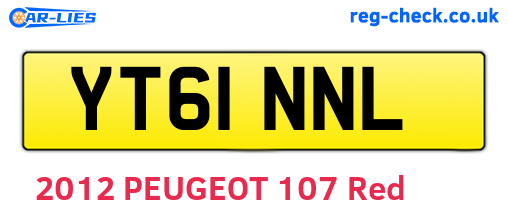 YT61NNL are the vehicle registration plates.