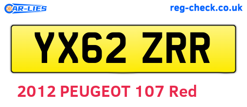 YX62ZRR are the vehicle registration plates.