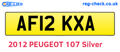 AF12KXA are the vehicle registration plates.