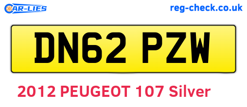 DN62PZW are the vehicle registration plates.