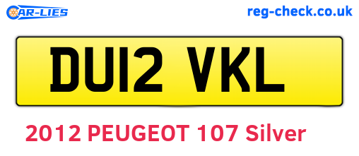 DU12VKL are the vehicle registration plates.