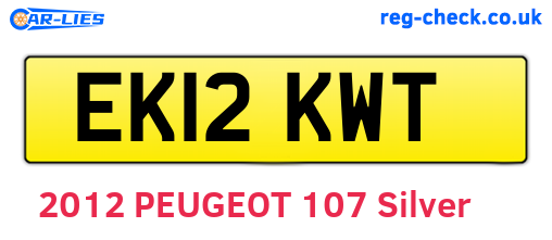 EK12KWT are the vehicle registration plates.