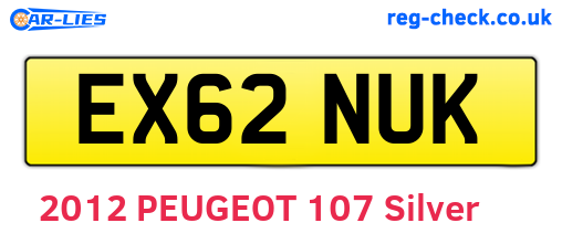EX62NUK are the vehicle registration plates.