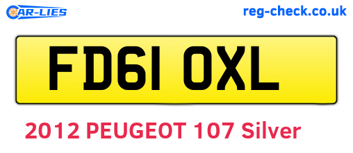 FD61OXL are the vehicle registration plates.