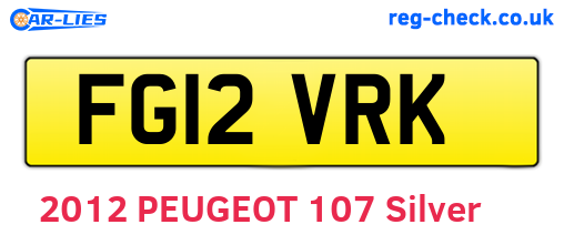 FG12VRK are the vehicle registration plates.