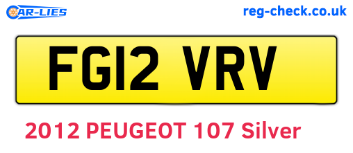 FG12VRV are the vehicle registration plates.