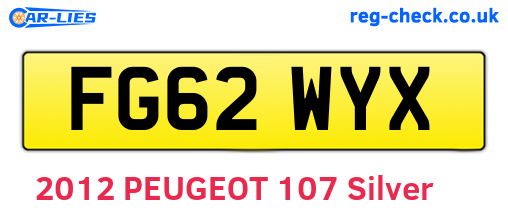 FG62WYX are the vehicle registration plates.
