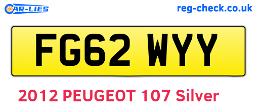 FG62WYY are the vehicle registration plates.