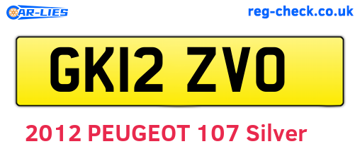 GK12ZVO are the vehicle registration plates.
