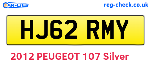 HJ62RMY are the vehicle registration plates.