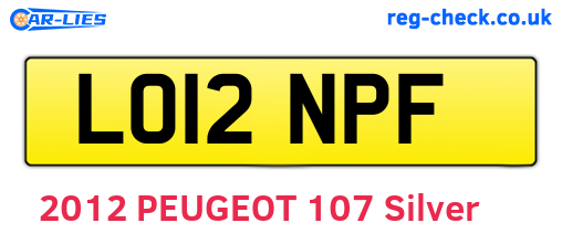 LO12NPF are the vehicle registration plates.