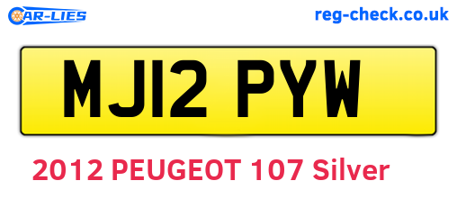 MJ12PYW are the vehicle registration plates.