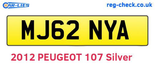 MJ62NYA are the vehicle registration plates.
