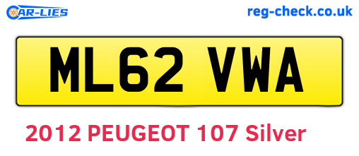 ML62VWA are the vehicle registration plates.