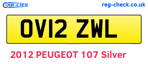 OV12ZWL are the vehicle registration plates.