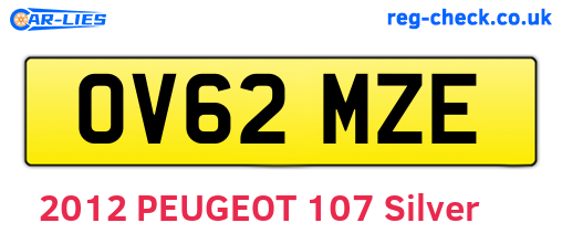 OV62MZE are the vehicle registration plates.