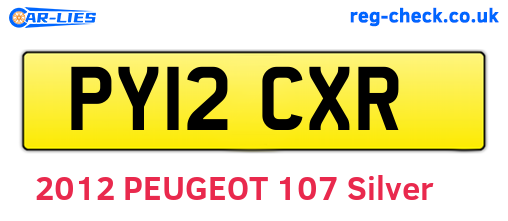 PY12CXR are the vehicle registration plates.