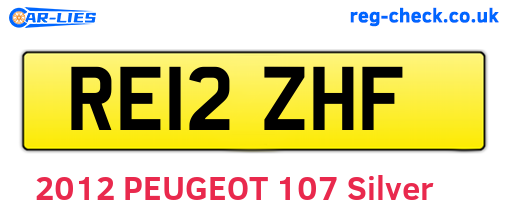 RE12ZHF are the vehicle registration plates.