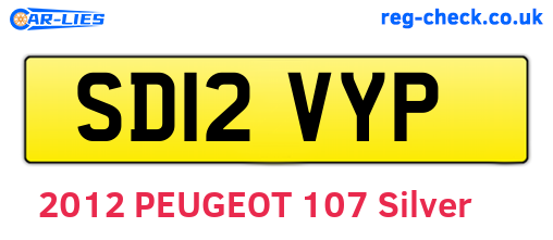 SD12VYP are the vehicle registration plates.