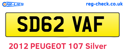 SD62VAF are the vehicle registration plates.