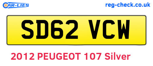 SD62VCW are the vehicle registration plates.