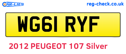 WG61RYF are the vehicle registration plates.