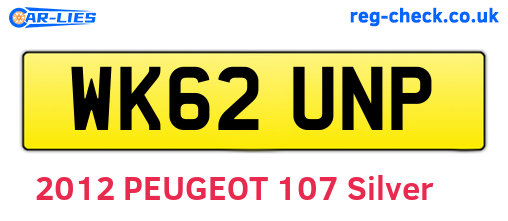 WK62UNP are the vehicle registration plates.