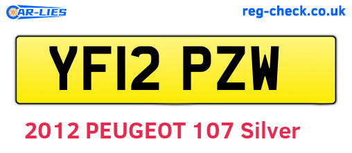 YF12PZW are the vehicle registration plates.