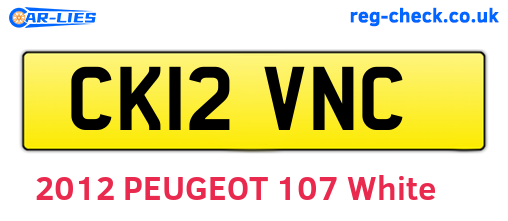 CK12VNC are the vehicle registration plates.