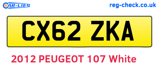 CX62ZKA are the vehicle registration plates.