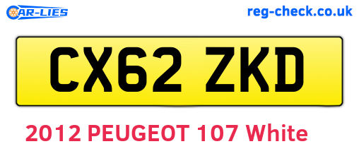 CX62ZKD are the vehicle registration plates.