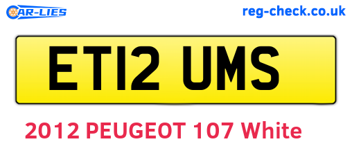 ET12UMS are the vehicle registration plates.