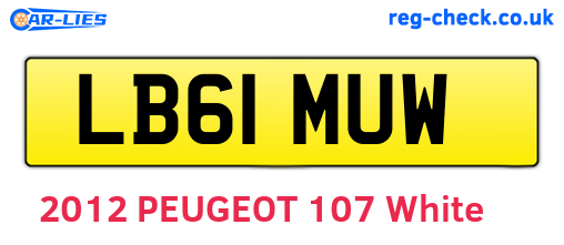 LB61MUW are the vehicle registration plates.