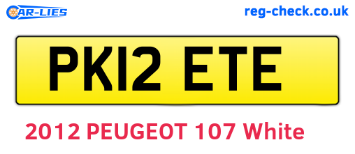 PK12ETE are the vehicle registration plates.