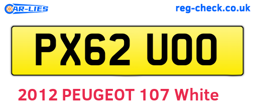 PX62UOO are the vehicle registration plates.