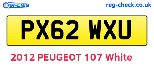 PX62WXU are the vehicle registration plates.