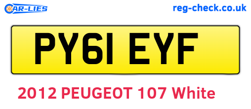 PY61EYF are the vehicle registration plates.