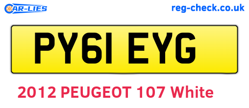 PY61EYG are the vehicle registration plates.